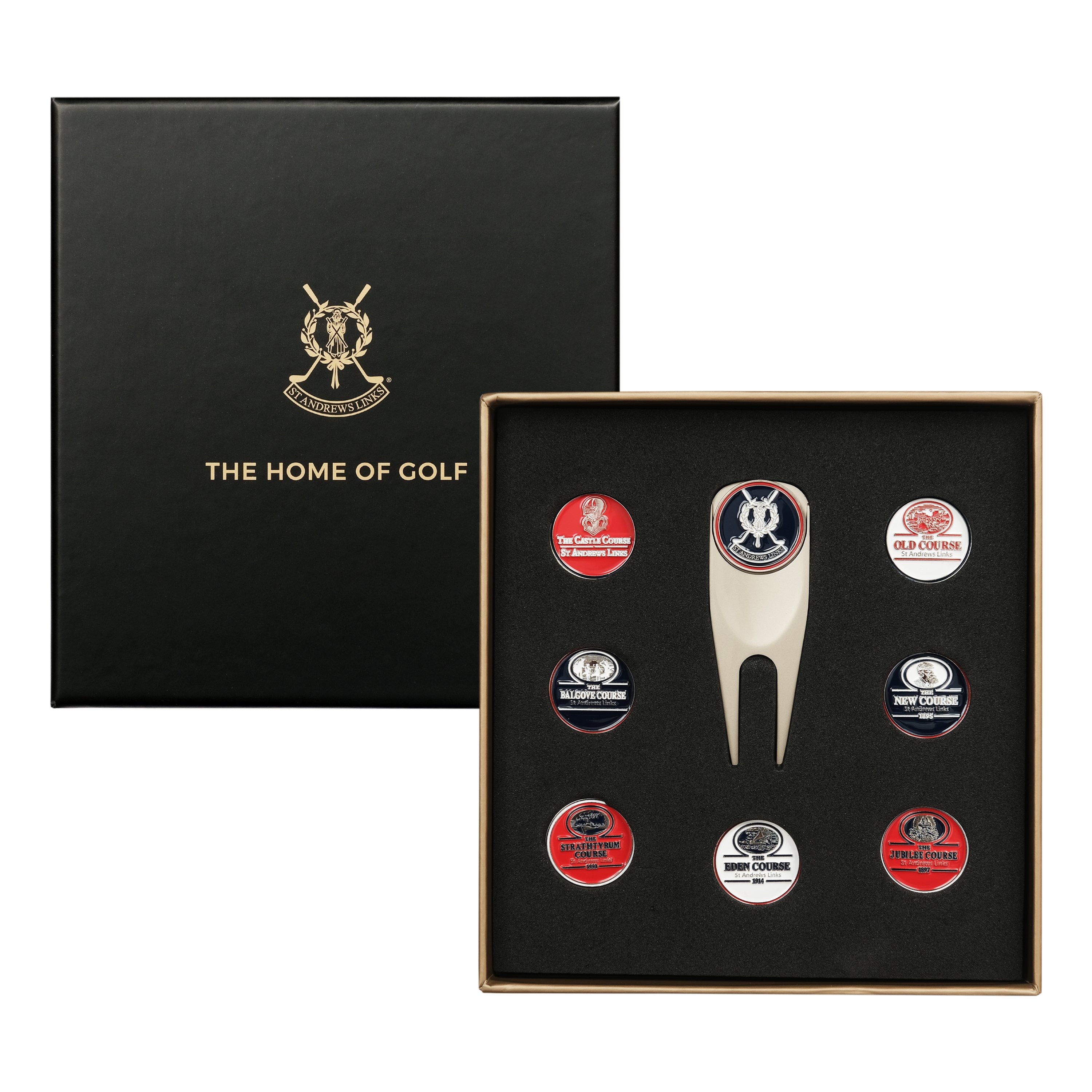 Old Course Divot Tool & 7 Markers Set